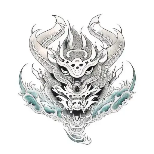 perro de jade con dragon tattoo design idea
