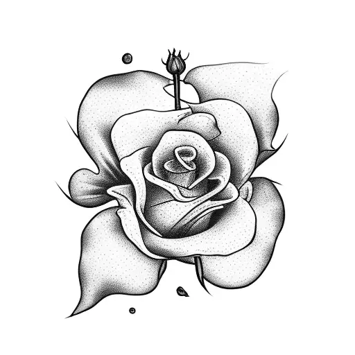 a cluster of poppys an roses and some dead roses tattoo design idea