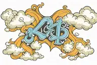 the word "XII" on the forearm with clouds for shading tattoo design idea