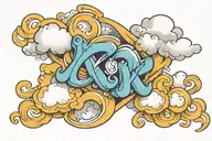 the word "XII" on the forearm with clouds for shading tattoo design idea