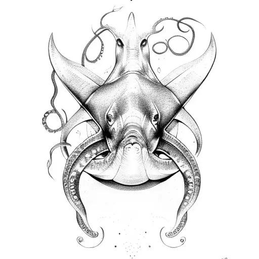 hammerhead shark, octopus,sea turtle manta ray tattoo design idea