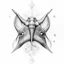 hammerhead with sting ray below tattoo design idea