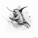 hammerhead with sting ray below tattoo design idea