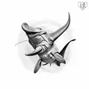 hammerhead with sting ray below tattoo design idea