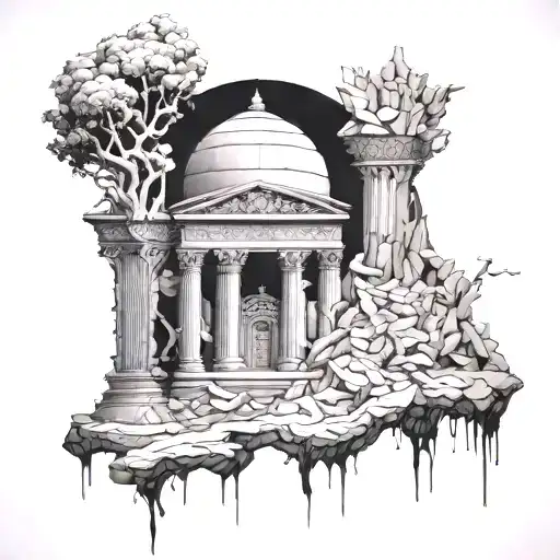 destroyed babylon tattoo design idea