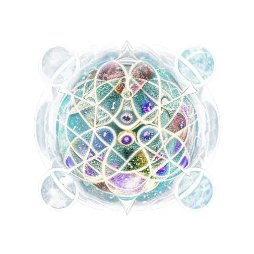 a gothic empress taking forward four globes, each of which signifies a universe tattoo design idea