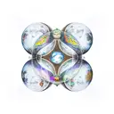 a gothic empress taking forward four globes, each of which signifies a universe tattoo design idea