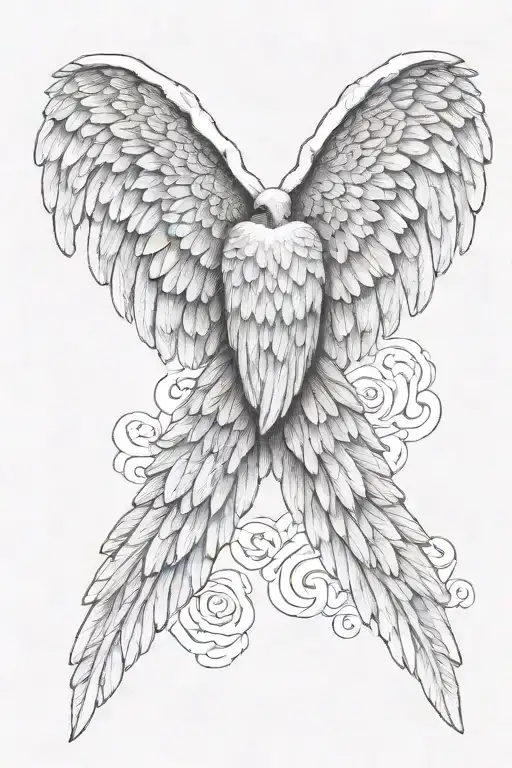 tribute to dad who passed away angel wings tattoo design idea