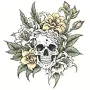 skeleton hands with gladiolus, dahlia, and daylily tattoo design idea