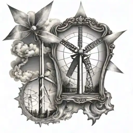 wind turbines tattoo design idea