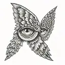 Angel wings with an eye inside tattoo design idea
