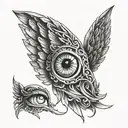 Angel wings with an eye inside tattoo design idea