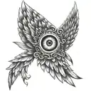 Angel wings with an eye inside tattoo design idea