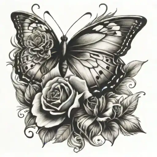 flowers, butterfly chicano art tattoo tattoo design idea
