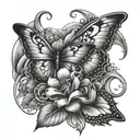 flowers, butterfly chicano art tattoo tattoo design idea