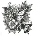 flowers, butterfly chicano art tattoo tattoo design idea