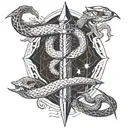 snake, sword, lightning storm tattoo design idea