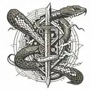 snake, sword, lightning storm tattoo design idea