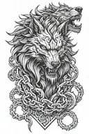 fenrir breaking chains tattoo design idea