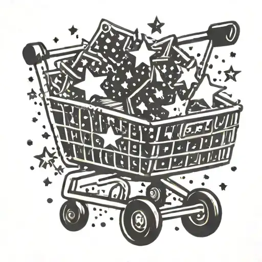 shopping cart full of stars tattoo design idea