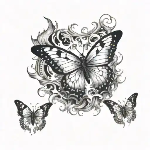 butterfly flying through flames forearm sleeve tattoo tattoo design idea