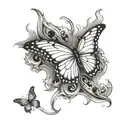butterfly flying through flames forearm sleeve tattoo tattoo design idea