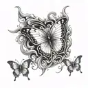 butterfly flying through flames forearm sleeve tattoo tattoo design idea