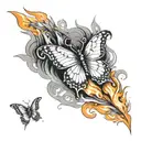 butterfly flying through flames forearm sleeve tattoo tattoo design idea