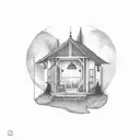 pool house by the backseat lovers tattoo design idea