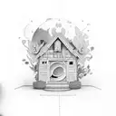 pool house by the backseat lovers tattoo design idea