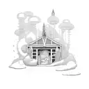 pool house by the backseat lovers tattoo design idea