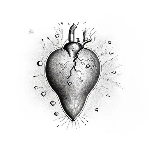 a human but simple heart shaped like a lemon that sparks appear when it beats  tattoo design idea