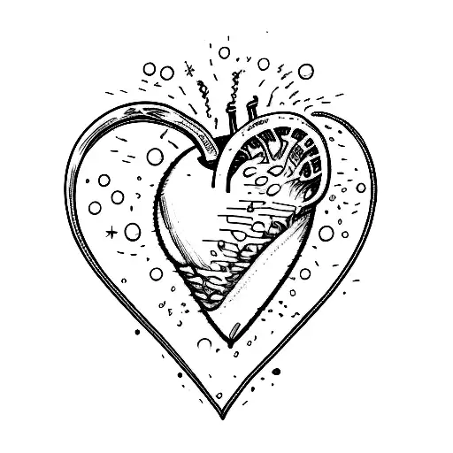 a human but simple heart shaped like a lemon that sparks appear when it beats  tattoo design idea