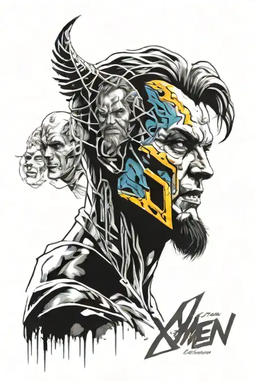 face of villains from xmen, LOTR, DC comics tattoo design idea