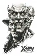 face of villains from xmen, LOTR, DC comics tattoo design idea