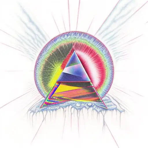 pink floyd prism with blood droplets tattoo design idea