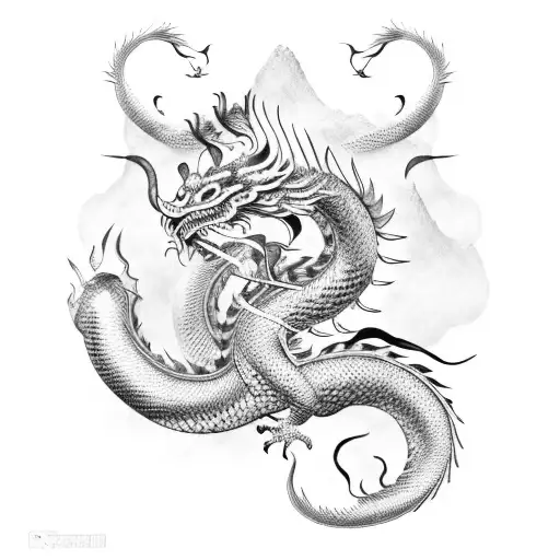 Chinese dragon and Albanian eagle tattoo design idea