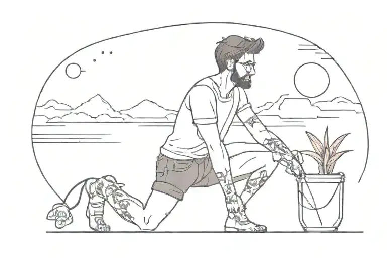 digital nomad traveler 20 year old tattoo design idea