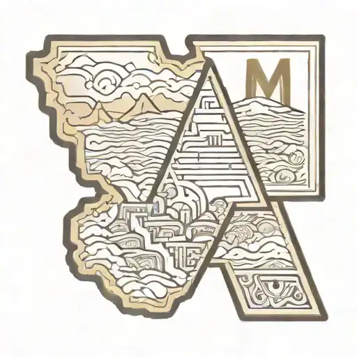 outline of Peru with the letter M inside it tattoo design idea