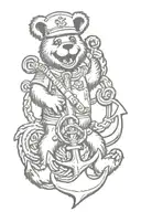   grateful Dead dancing bear with marine anchor  tattoo design idea