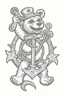   grateful Dead dancing bear with marine anchor  tattoo design idea