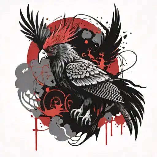 phoenix with harpy head tattoo design idea