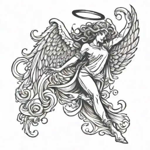 angel falling tattoo design idea