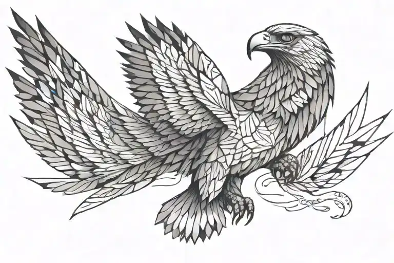 A flying eagle created by a continues line tattoo tattoo design idea