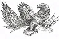 A flying eagle created by a continues line tattoo tattoo design idea