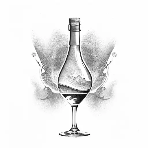 wine bottle with 1982 tattoo design idea