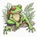 frog warrior sitting alone tattoo design idea