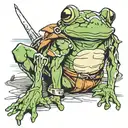 frog warrior sitting alone tattoo design idea