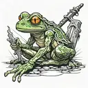 frog warrior sitting alone tattoo design idea