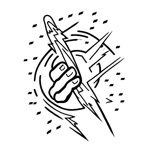 Minimalist "Fist Holding Lightning Bolts" Tattoo Idea BlackInk AI